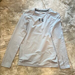 Boys Under Armour Coldgear Long Sleeve Gray Sz Youth L Performance Top